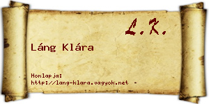 Láng Klára névjegykártya
